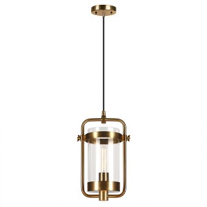 Hudson and Canal 11" Wide Industrial Pendant with Glass Shade - 1 of 4