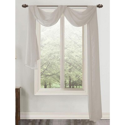 Celine Sheer 55 X 216 In. Sheer Curtain Scarf Valance Silver : Target