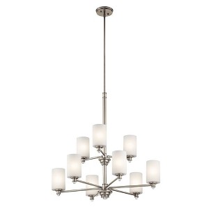 Joelson 33" 9 Light Chandelier with Satin Etched Cased Opal and Clear Glass Accent Glass in Brushed Nickel - 1 of 1