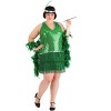 HalloweenCostumes.com Women's Plus Size Emerald Flapper Halloween Costume - 3 of 4