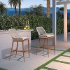 PURPLE LEAF Outdoor Counter Stools and Chairs (Set of 4) Rattan Barstools with Backrest and Footrest for Garden Pool, Includes Cushions - 2 of 4