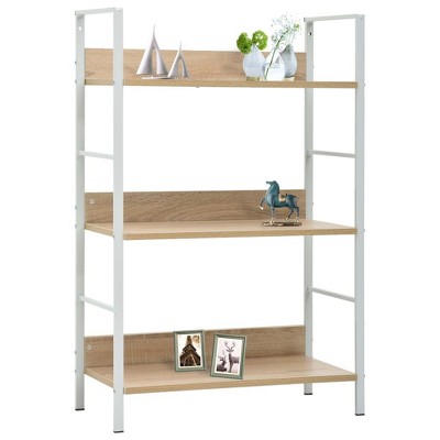 vidaXL Book Shelf Storage Bookcase Rack Organizer Furniture Engineered Wood - Oak and White 35.6"