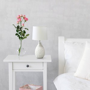 14.17" Traditional Ceramic Texture Thumbprint Tear Drop Table Desk Lamp with Tapered Shade - Creekwood Home - 1 of 4