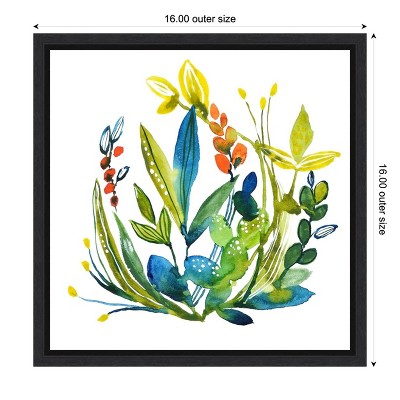 Vibrant Botanical Garden Framed Canvas Wall Art 16 x 16-in