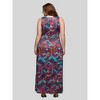 24seven Comfort Apparel Plus Size Pink and Brown Print Scoop Neck A Line Sleeveless Maxi Dress - 3 of 4