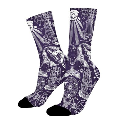 Mystic Purple Women Printed Crew Socks Funny Funky Socks Soft Polyester Novelty Gifts for Artists Men