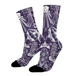 Mystic Purple Women Printed Crew Socks Funny Funky Socks Soft Polyester Novelty Gifts for Artists Men - 1 of 1