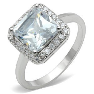 Slickblue Stylish Women's Rhodium Brass Square Halo Ring with Clear CZ, Perfect for Cocktail & Statement, Size 5-10 - 1 of 4