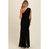 Pinkblush Black Ruched Mesh One Shoulder Maternity Maxi Dress - 4 of 4