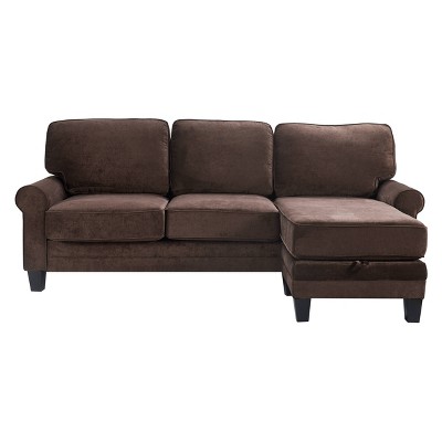 86 Copenhagen Reversible Small Space, Small Chocolate Brown Sectional Sofa