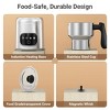 Milk Frother, 4-IN-1 Multi-function Electric frother and steamer 14 oz, 550W Split Stainless Steel Steamer for Coffee, Milk Froth, Chocolate Milk - 3 of 4