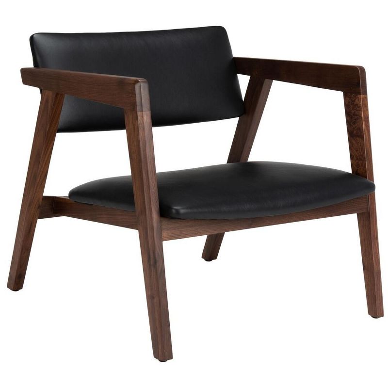 ƒclair Mid-Century Leather Chair - Black/Brown - Safavieh., 3 of 10