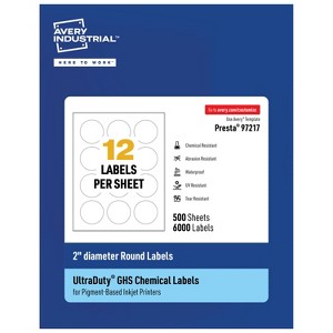 Avery UltraDuty GHS Labels, Waterproof, 2 Inch Round Labels, for Use with Pigment Inkjet Printers - 1 of 4
