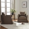 KINWELL 32" Wide Down Fill Upholstered Slipcovered Swivel Barrel Accent Armchair, Set of 2 - 3 of 4