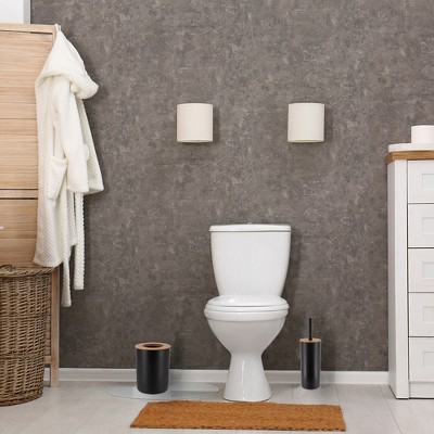 Black and Bamboo Medium Toilet Brush with Holder