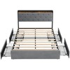Upholstered Bed Frame with 4 Storage Drawers, Velvet Bed with Headboard Shelf & Charging Station - 4 of 4