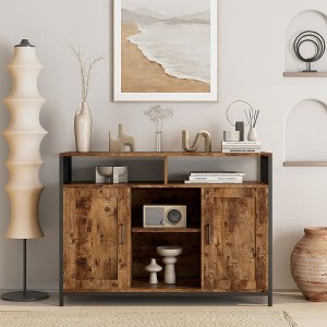 Kitchen Buffet MDF Storage Cabinet With 2 Doors Buffet Table Sideboard Accent Liquor Coffee Bar Cabinet For Kitchen - 1 of 4