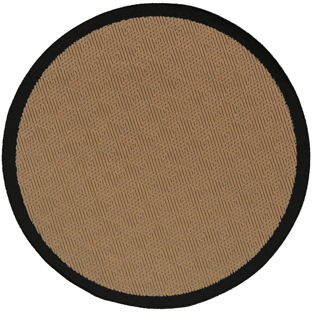 7'10in Round Lindos Neutral Border Rug Beige/Black - Captiv8e Designs