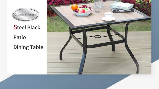 5pc Patio Set with Square Steel Table &#38; Lightweight Aluminum Frame Sling Chairs - Captiva Designs, 2 of 10, play video