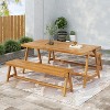 GDFStudio Danner 3 Pieces Outdoor Rustic Acacia Wood Dining Set, Teak - 2 of 4