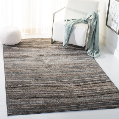 Silver and Beige Abstract Geometric Area Rug