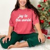 Simply Sage Market Women's Joy To The World Bold Cursive Short Sleeve Garment Dyed Tee - 2 of 4