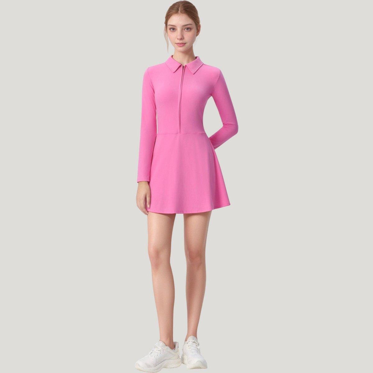 Женские платья Anna-Kaci Active Women's Active Dress with Zip Front Closure and Pointed Collar - X Large, Pink — фото 5