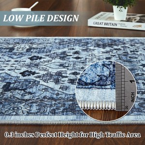 Area Rugs for Living Room Machine Washable Rugs, Non-Slip, Stain Resistant Soft Boho Vintage Carpet Low Pile Thin Rugs for Bedroom - 1 of 4