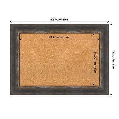 Natural Cork Board with Bark Rustic Char Frame, 29x21 inches