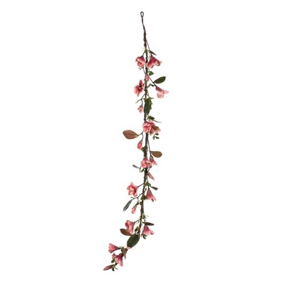 Vickerman 6' Artificial Dark Pink Magnolia Garland.