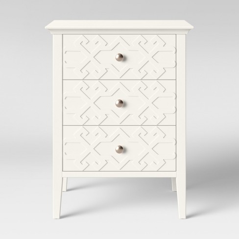 Fretwork 3 Drawer Side Table Cream Threshold