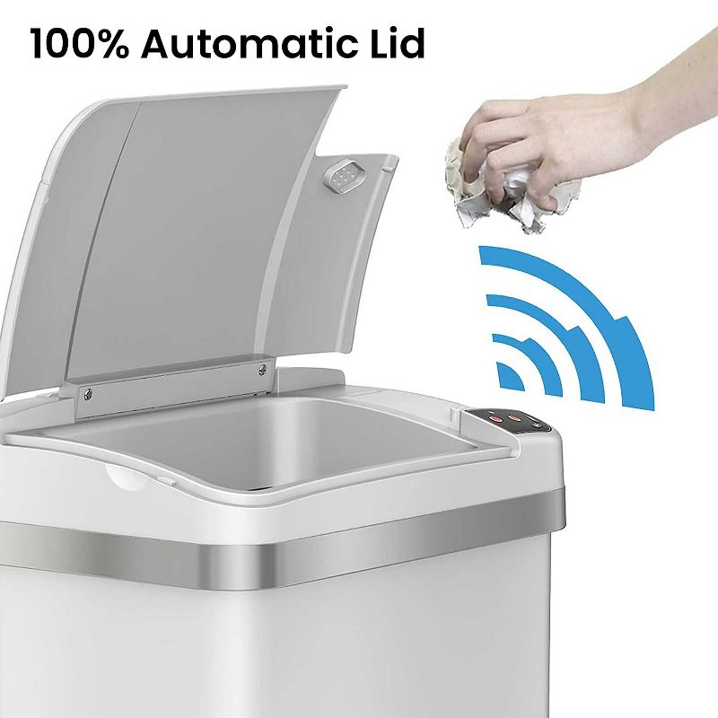 halo Stainless Steel Rectangular Sensor Trash Can with AbsorbX Odor Control System and Fragrance, 2 of 7