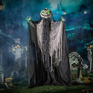 5 Ft. 6" Green Light-Up Pumpkin Man Standing Halloween Decoration - 1 of 3