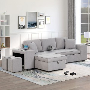 NicBex Sectional Sofa with Storage Chaise & 2 Stools L Shaped Modular Sofa for Living Room & Apartment - 1 of 4