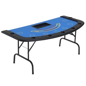 Soozier 72" Foldable 7-Player Poker Blackjack Table with Chip & Cup Holder - 1 of 4