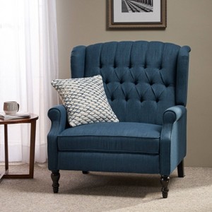 Apaloosa Oversized Wingback Press-Back Recliner Navy Blue - Christopher Knight Home: Tufted, Nailhead Trim, Polyester - 1 of 4