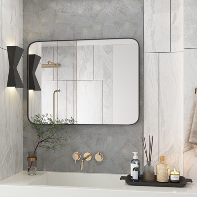 Wall Bathroom Mirror – Black Frame, Moisture-Resistant & Shatter-Safe Design (Horizontal/Vertical)