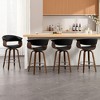 Bekrvio 26" Mid Century Modern Swivel Counter Height Bar Stools Set of 1/2/3/4 - PU Leather Upholstered,Walnut Bent Wood Legs for Kitchen Island - 2 of 4