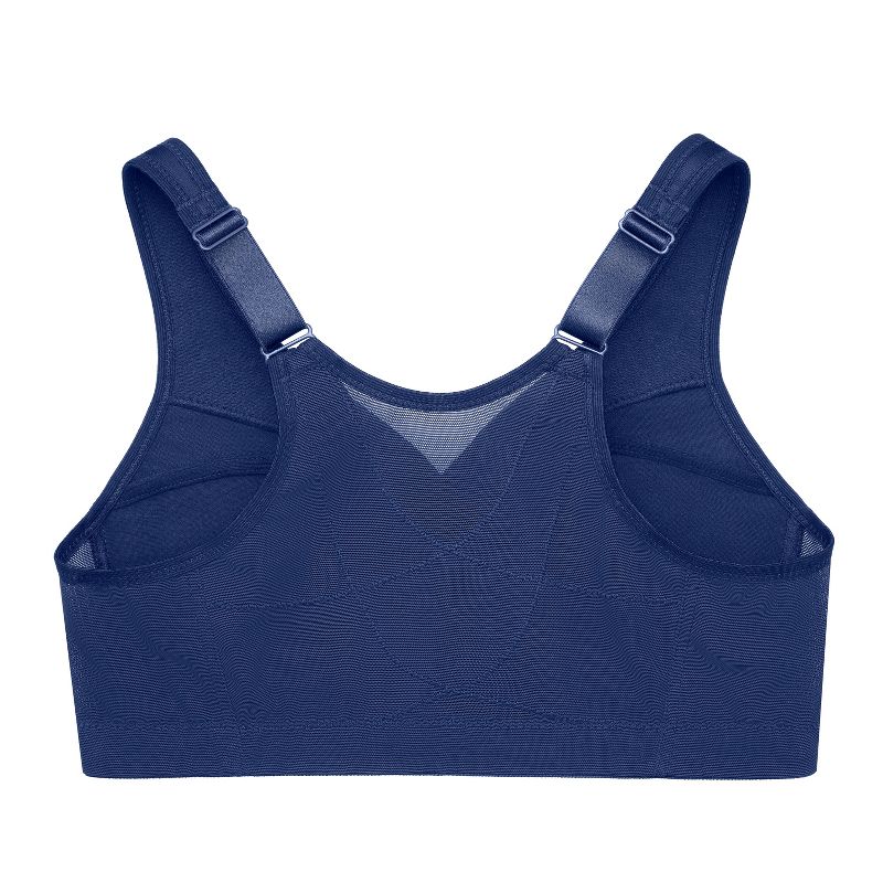 Glamorise Womens MagicLift Front-Closure Posture Back Wirefree Bra 1265 Blue, 5 of 5