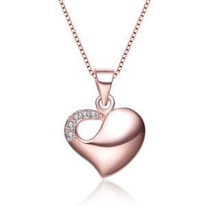 Guili Rose-plated Cubic Zirconia Heart Necklace, a Romantic Design Crafted to Shine Bright and Add Charm to Any Jewelry Collection - 1 of 3