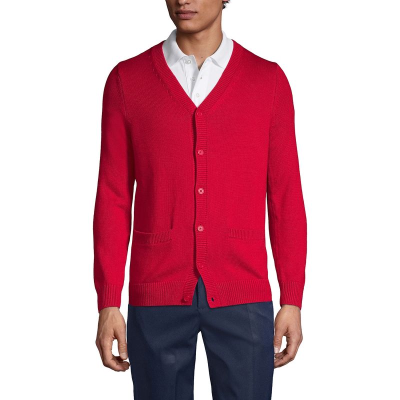 Lands' End School Uniform Men's Cotton Modal Button Front Cardigan Sweater, 2 of 3
