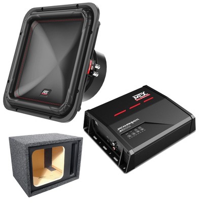MTX S6512-44 12" 500-Watt RMS Dual 4Ω Square Car Audio Subwoofer + BS112V MTX ENCLOSURE + JH5001 AMPLIFIER