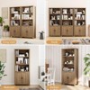 GustoWave Bookshelf 5 Tier Bookcase with Doors and Adjustable Shelves, 70 in Tall Bookshelf with Storage Cabinet, Storage Book Shelf(Walnut) - 4 of 4