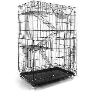 iMounTEK 4-Tier DIY Metal Cat Cage Playpen Enclosure Black - 1 of 3