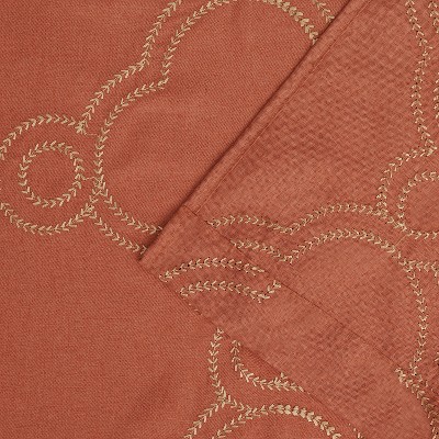 Embroidered Moroccan Trellis Semi-Sheer Grommet Curtain Panel Set, 52" x 63", Rust - Blue Nile Mills