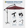 10ft Hanging Cantilever Umbrella with 360 Degree Rotation, 8 Ribs Offset Patio Umbrella with Tilt Adjustment, for Backyard, Garden and Poolside, Red - 4 of 4