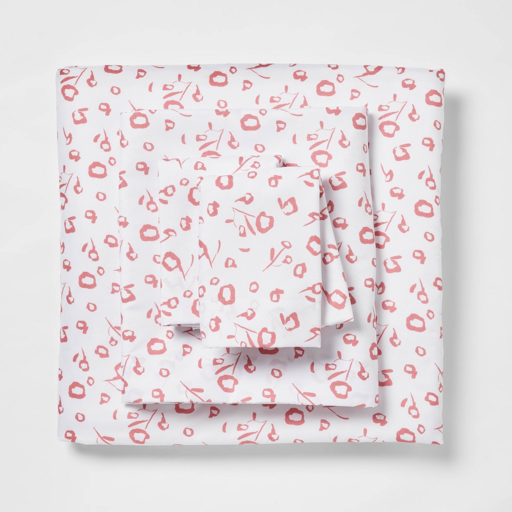 Queen Printed Microfiber Sheet Set Pink Tulip - Room Essentials