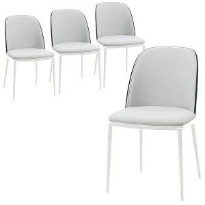 LeisureMod Tule Dining Side Chair with Velvet Seat and White Powder-Coated Steel Frame, Set of 4 - 1 of 4