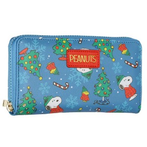 Peanuts Zip Around Wallet Snoopy and Woodstock Christmas Design Faux Leather Clutch Multicolored - 1 of 4