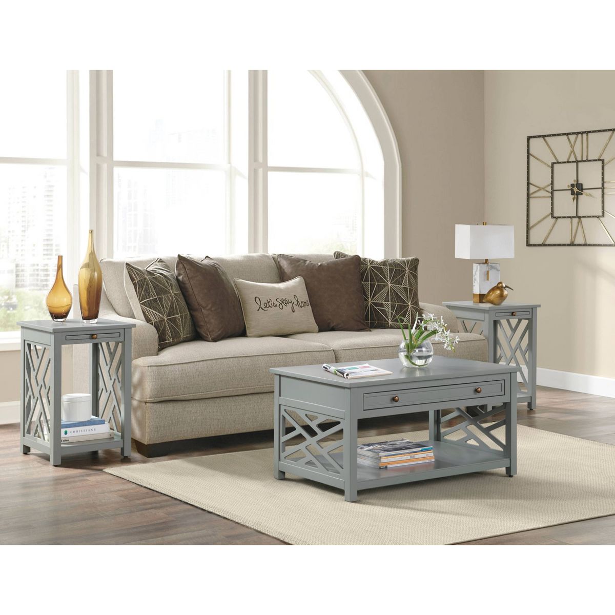 Alaterre Furniture Middlebury Wood End Table with Tray - thumbnail 5